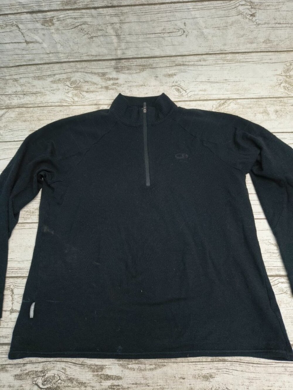 Icebraker Sport 320 Merino Wool Black 1/4 Zip Mens Lightweight Sweater Size XXL